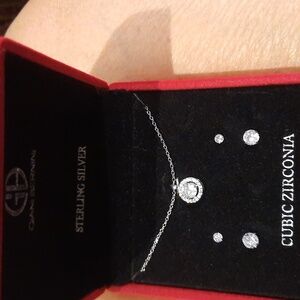 Lot of NWT AUTHENTIC GENUINE SOLID STERLING SILVER CZ EARRINGS & NECKLACE GIFT